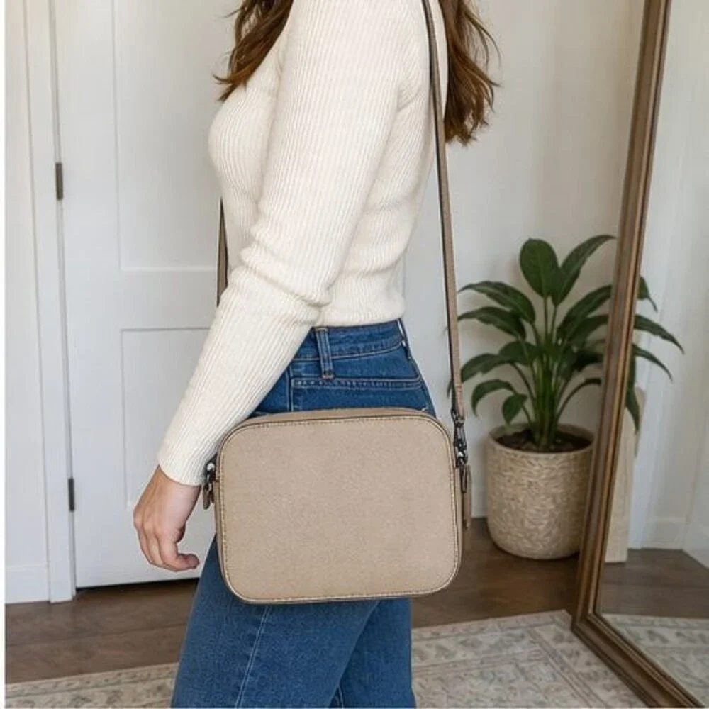 Sand Saffiano Crossbody Bag
